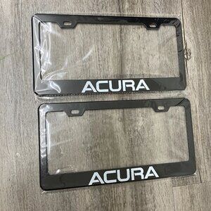 2 Pack For Acura Black Finish Stainless Steel Metal License Plate Frame